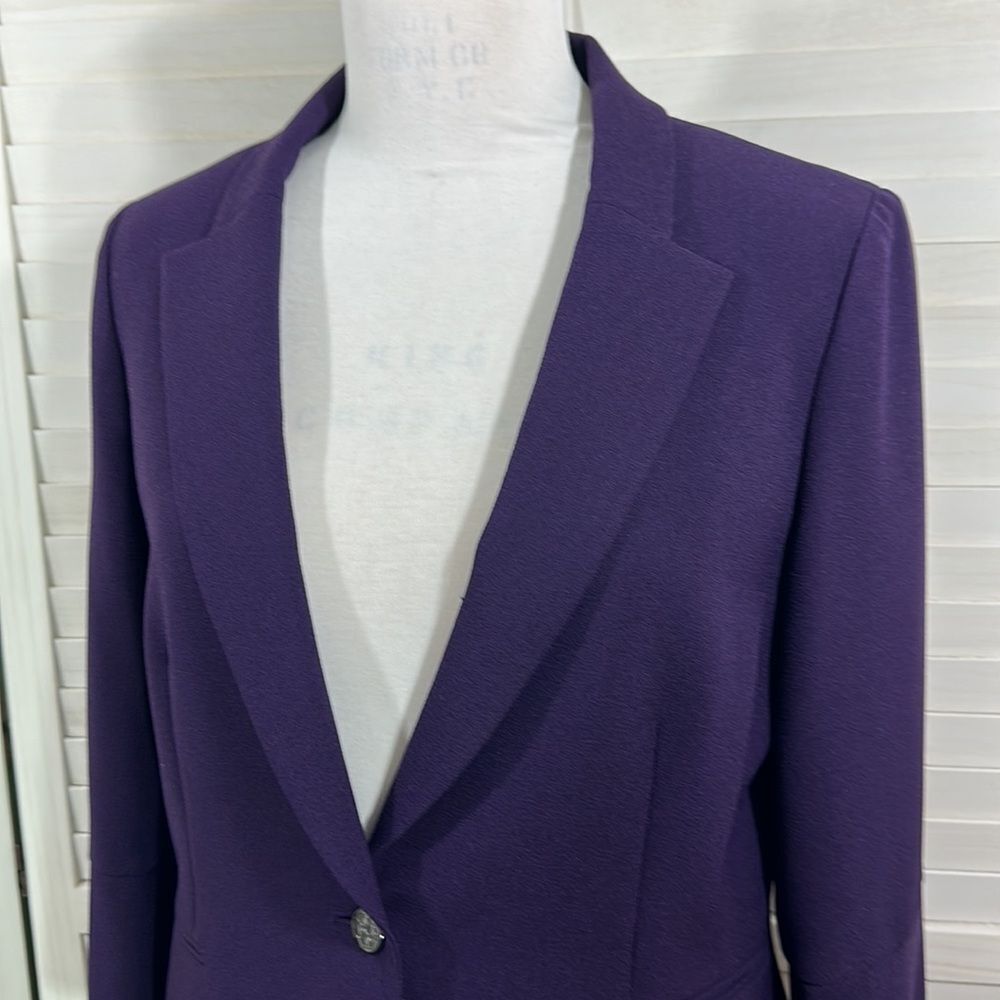Tahari ASL Blazer Size 14 Split Bell-Sleeve Purple - Picture 6 of 13